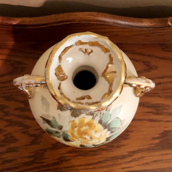 Antique Turn Teplitz RSTK Hand Painted Porcelain Vase With Gold Handles - Picture 4 of 11